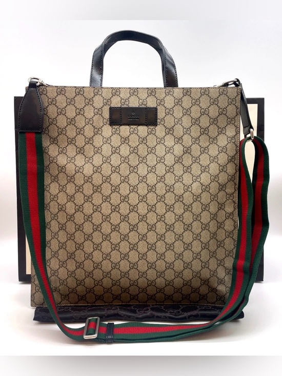 Gucci Handbags - Gucci GG Supreme Sherry Line PVC Leather Gray 2way Tote